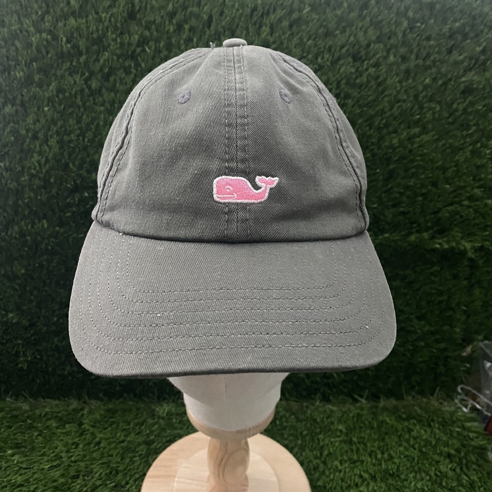 Vineyard Vines Hat Cap Strap Back O/S Dark Green/Pink Whale Logo Cotton